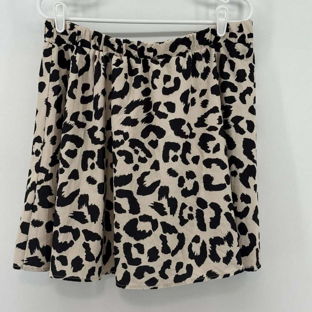 Shein Curve Women's 2XL Animal Leopard Cheetah Print Mini‎ Skirt Elastic Waist
